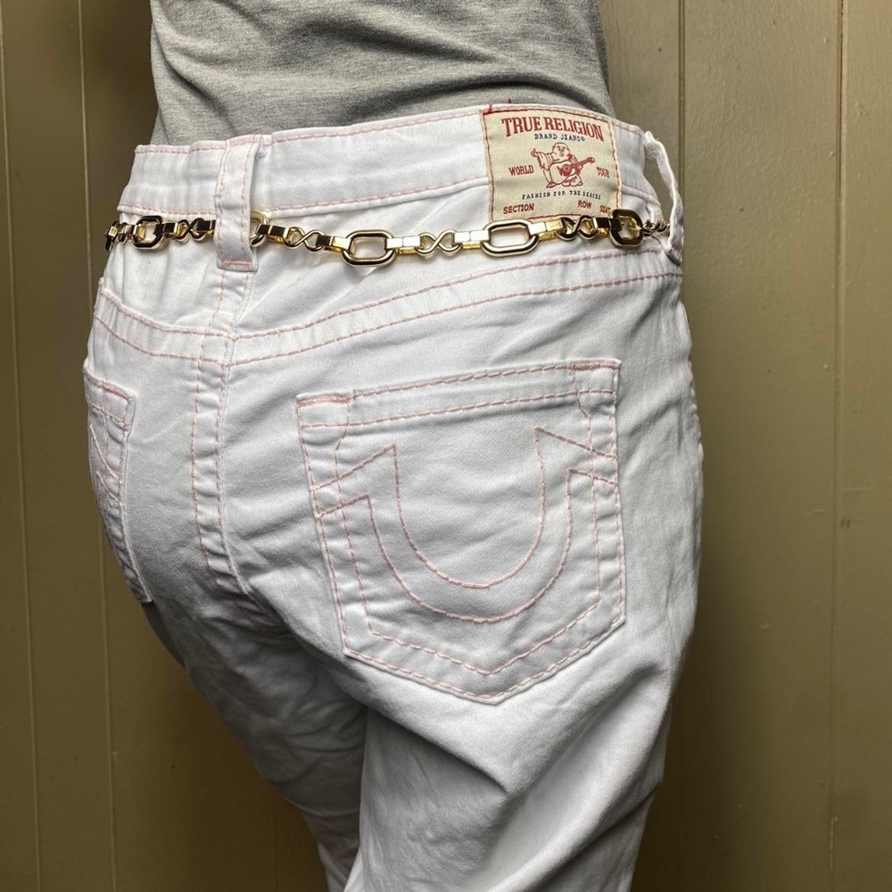 True Religion Women's White and Pink Jeans